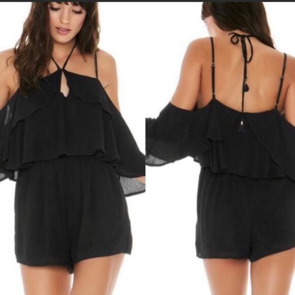 NWT L*space seaside ruffle halter romper cover up - Picture 3 of 6